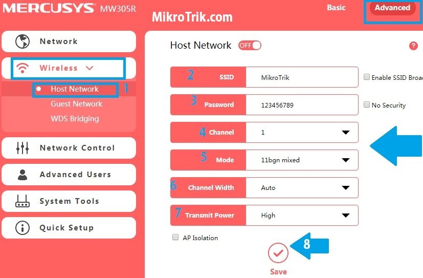 mercury wifi router default password