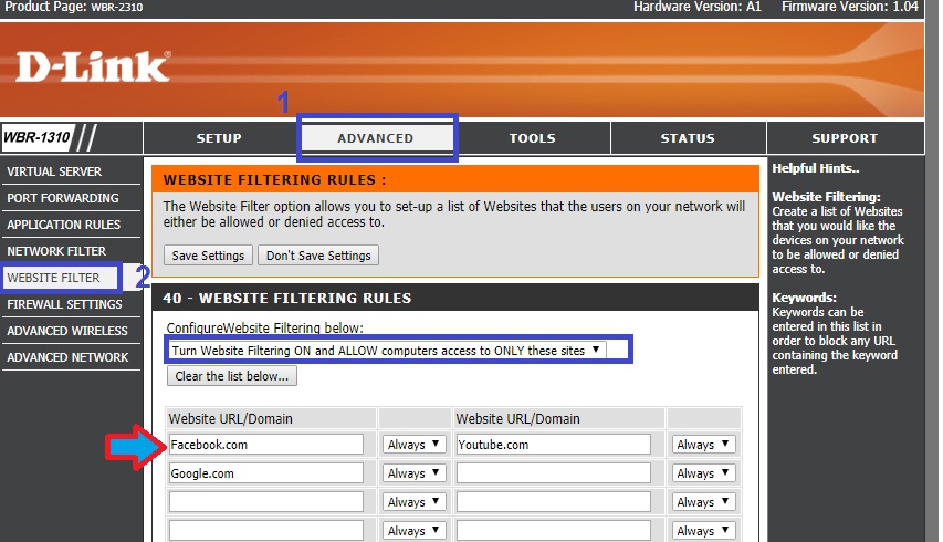 how to block websites in dlink wifi router