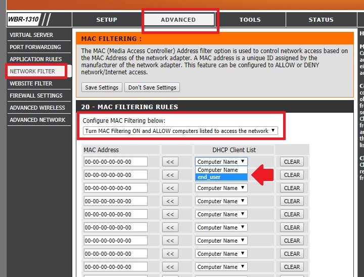 How do I set up Website Filtering on Dlink router