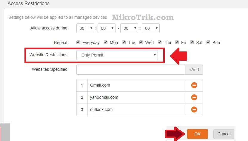 How to block the access to certain websites by URL filter