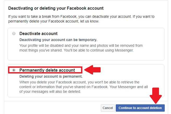how to delete facebook account without password