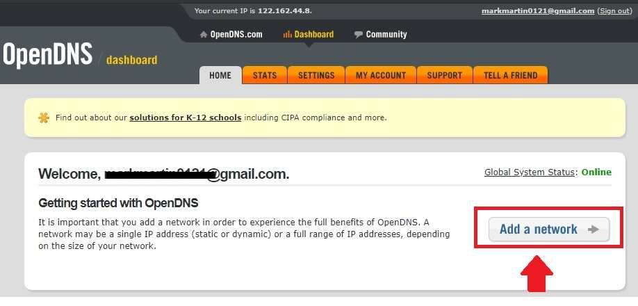 open dns setup
