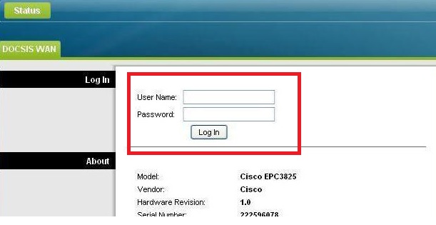 cisco cable modem login
