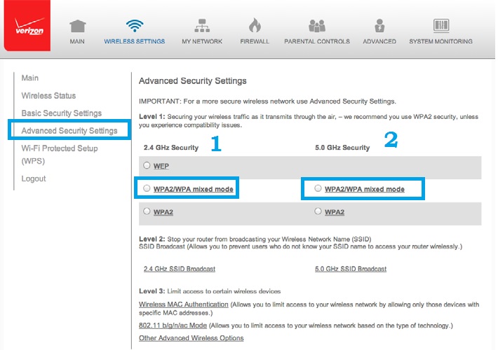 verizon fios router login page