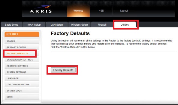 arris router login