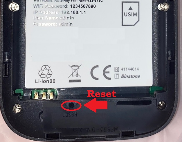 how to reset airtel binatone 4g hotspot