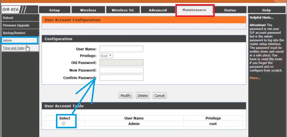 d link router login password change