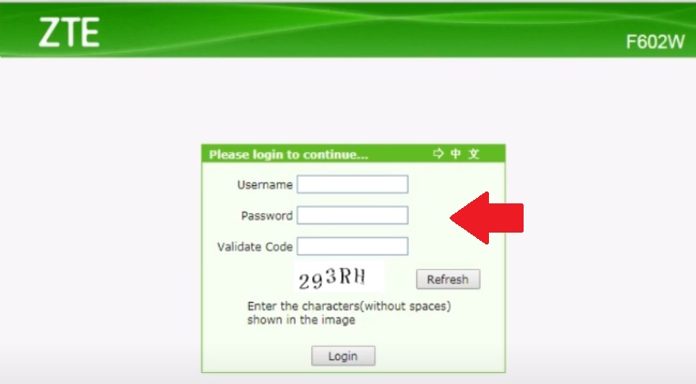 zte router login page