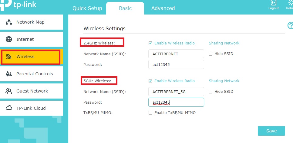 act fibernet login