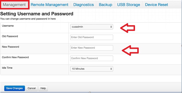 hitron username and password