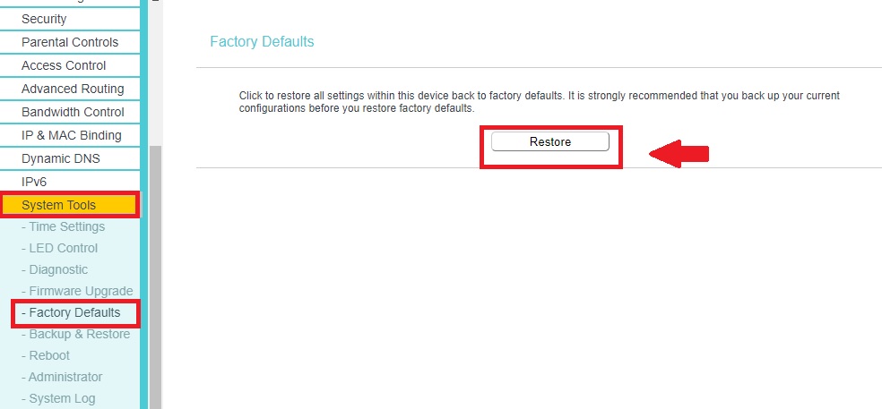 reset ACT fiber net router