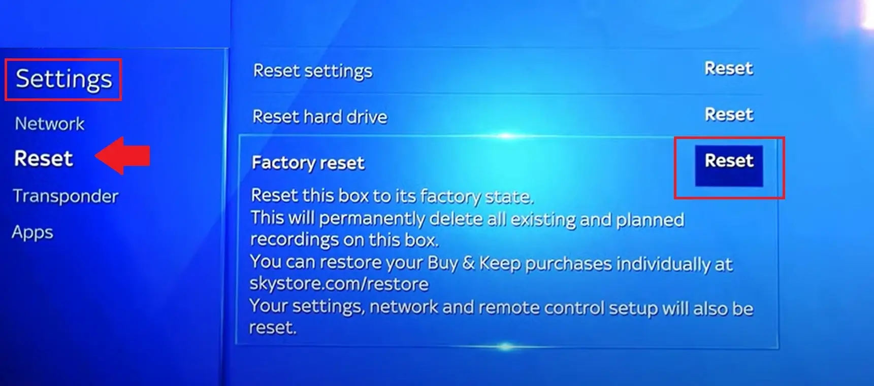 How to Reset Sky Q Box Without Remote