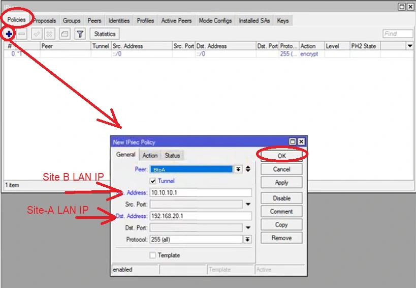 IPsec tunel when one site have dynamic IP